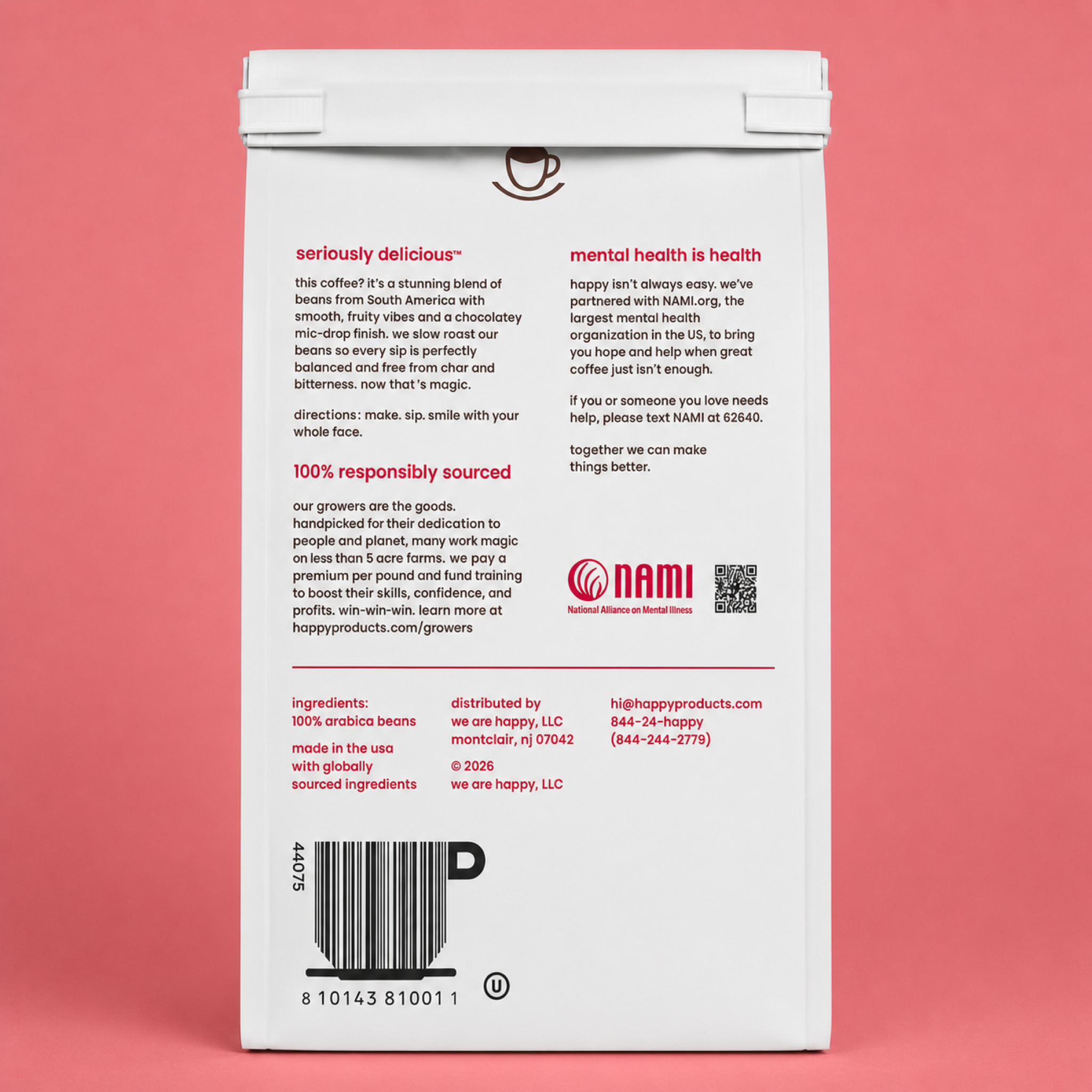 The back of the Medium Roast Ground Coffee Bag