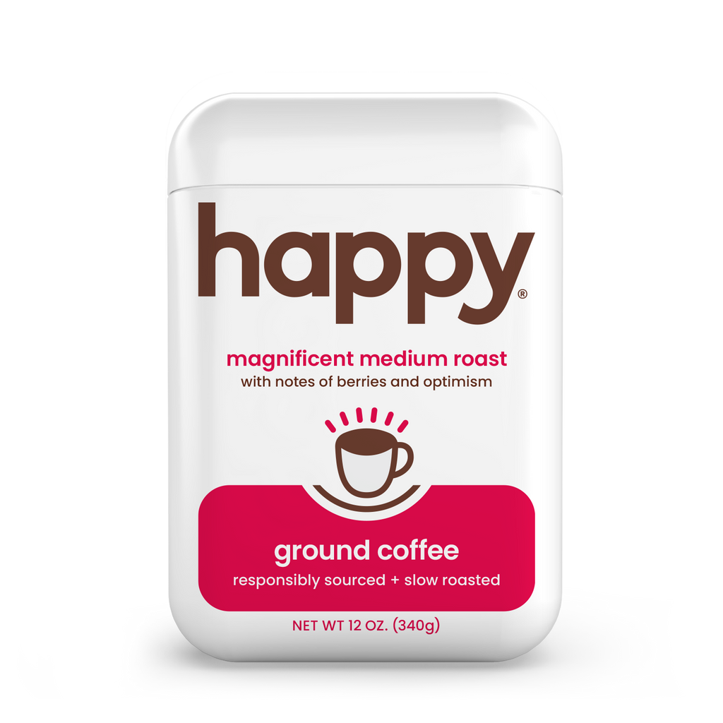 Happy Medium ground coffee container on a white background