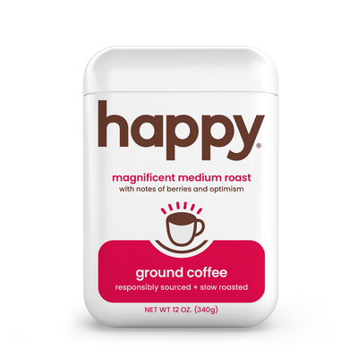 Happy Medium ground coffee container on a white background