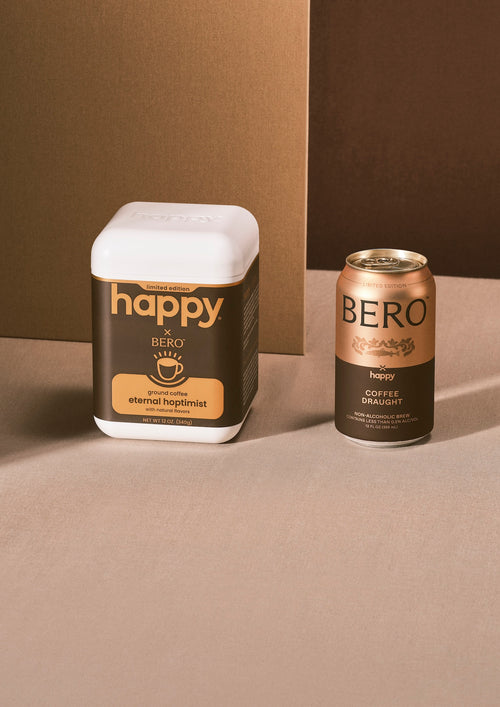 A video where Tom Holland and Robert Downey Jr wait patiently for their Collab to arrive, the Happy Eternal Hoptimist Ground Coffee and the BERO x Happy Coffee draught